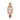The NZ Wall - Women's square quartz watch with slim stainless steel link strap and minimalist dial, in rose-gold color.