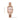 The NZ Wall - Women's square quartz watch with slim stainless steel link strap and minimalist dial, in rose-gold color.
