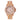The NZ Wall - Women's quartz watch with full diamond-studded stainless steel band & round dial, in rose gold color.