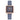 The NZ Wall - Women's square dial quartz watch with calendar date, leather strap, 8mm thickness, in blue color.