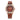 The NZ Wall - Women's two-tone Dial Belt Quartz Watch, leather strap, analog dial, in brown color.