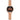 The NZ Wall - Women's fashionable watch, alloy case, gold-tone bezel, in brown color.
