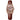 The NZ Wall - Women's casual analog watch with solid stainless steel band, white dial, Screw Crown, in brown color.