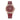 The NZ Wall - Women's two-tone Dial Belt Quartz Watch, leather strap, analog dial, in red color.