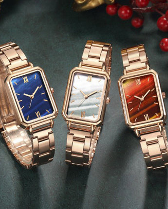 Women's Fashion Casual Square Steel With Quartz Watch