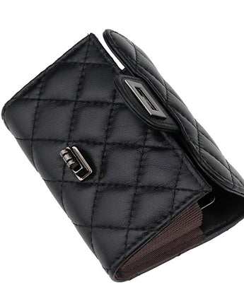 Sheepskin Expanding Card Holder Diamond Plaid Women