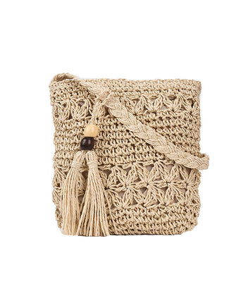 Women Fashion Straw Handmade Woven Summer Vacation Beach Small Crossbody Bags