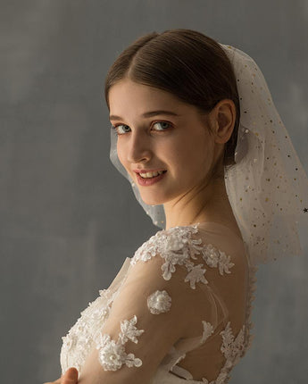 White Yarn Bridal Multi-layer Short Veil