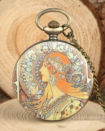 Oil Painting Color Goddess Picture Pocket Watch