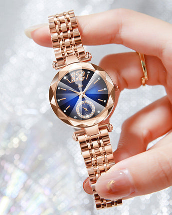 Women's Fashionable Multi-pronged Gradient Glass With Diamond Face Watch