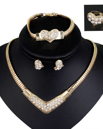 New European and American necklaces, earrings, hand ornaments, four sets of bridal wedding party jewelry manufacturers direct sales