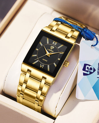 Business Style Steel Strap Couple Watch Square