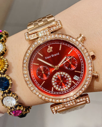 Women Waterproof Diamond Watch With Calendar