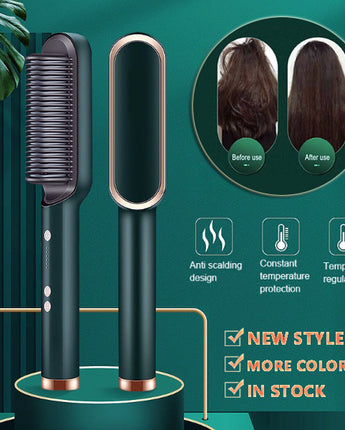 New 2 In 1 Hair Straightener Hot Comb Negative Ion Curling Tong Dual-purpose Electric Hair Brush