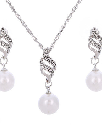 Europe and the United States eBay explosion models accessories wholesale bride accessories Pearl Diamond Necklace Set Earrings wavy lines