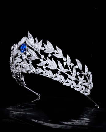 Sapphire Crown Copper Micro Inlay AAA Zircon Crown Wedding Headdress