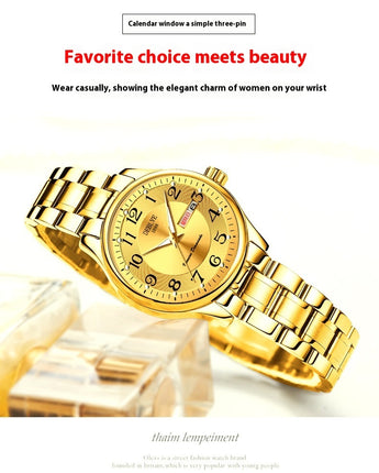 Ultra-thin Steel Strap Double Calendar Luminous Watrproof Watch