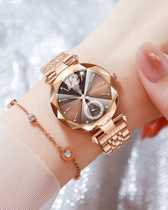 Women's Fashionable Multi-pronged Gradient Glass With Diamond Face Watch