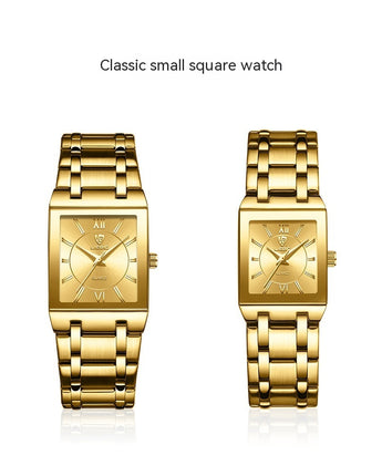 Business Style Steel Strap Couple Watch Square