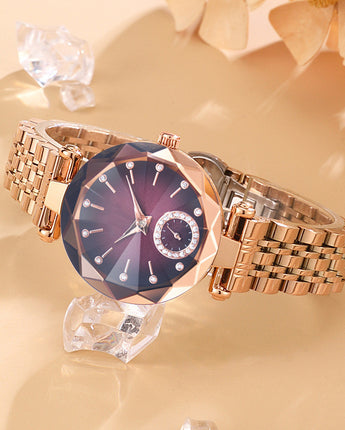 Women's Fashion Simple Cut Quartz Watch Steel Band