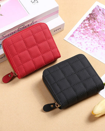 Fashion Plaid Embroidered Card Holder Mini Ladies