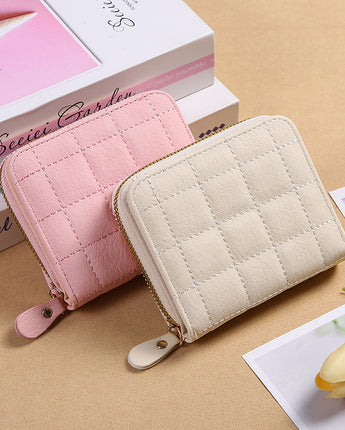 Fashion Plaid Embroidered Card Holder Mini Ladies