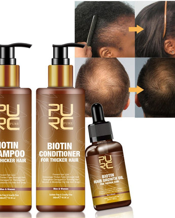 PURC Hair Care Ginger Biotin Three-piece Shampoo Conditioner Repair Dry And Frizz Essential Oil