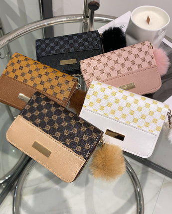 Women's Short Printing Color Contrast Korean Style Bag Wallet