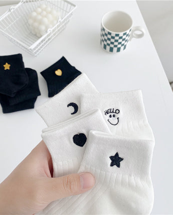Women's Fashionable Cotton Embroidered Socks