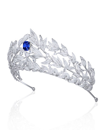 Sapphire Crown Copper Micro Inlay AAA Zircon Crown Wedding Headdress